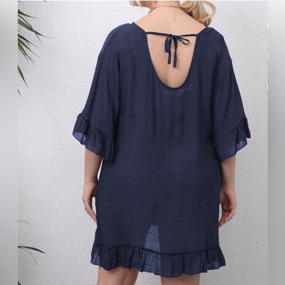 EKOUAER Womens Casual Solid Short Sleeve Boho Dress Swing Cover Up Dress Size S - Picture 4 of 9